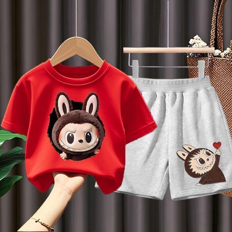 Children's LBB Short-sleeved T-shirt Top and Shorts Summer Boys' and Girls' Fashion Sets