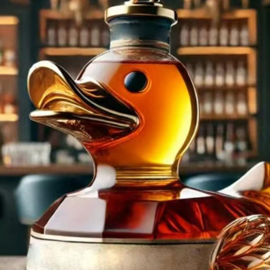 Skleněná láhev na kachní whisky Zvířecí karafa Zábavná láhev na víno ve tvaru kachny Objem 100 ml Umělecká karafa Dekorace pro bar Domov Kancelář
