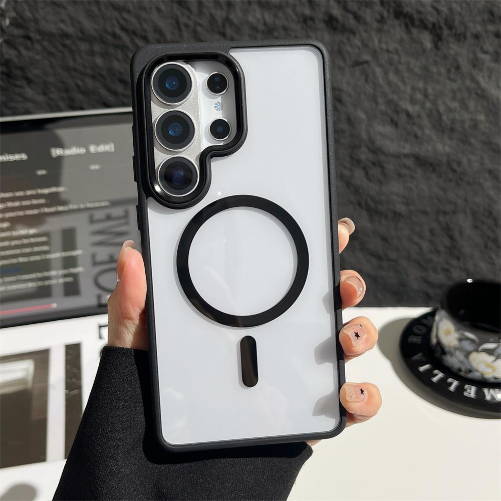 Luxury Cystal Clear Magnetic Phone Case For Samsung S26 S25 S24 Plus Ultra For Magsafe Wireless Charging Shockproof Back Cover