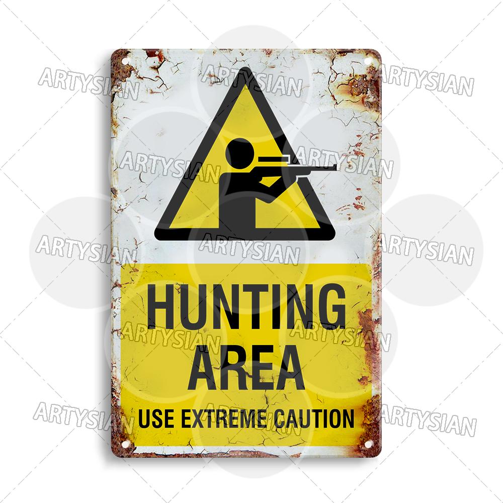 DORA Tin Sign Hunting Fishing Warning Metal Sign Shooting Range Caution Plaque No Duck Shooting Private Property Animal Wildlife Protection