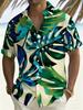 Men's Hawaiian Style Plus Size Short Sleeve Shirt, Tropical Plant Print Casual Shirt, Fashionable Beach Vacation Men's Apparel, PLUS SIZE