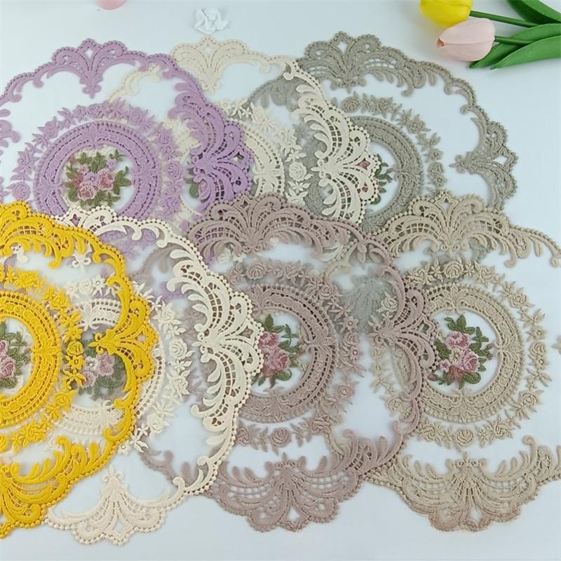 28 Cm Lace Coaster Embroidery Retro Lace Placemat Dust Cover Towel Coffee Table Mat Decoration