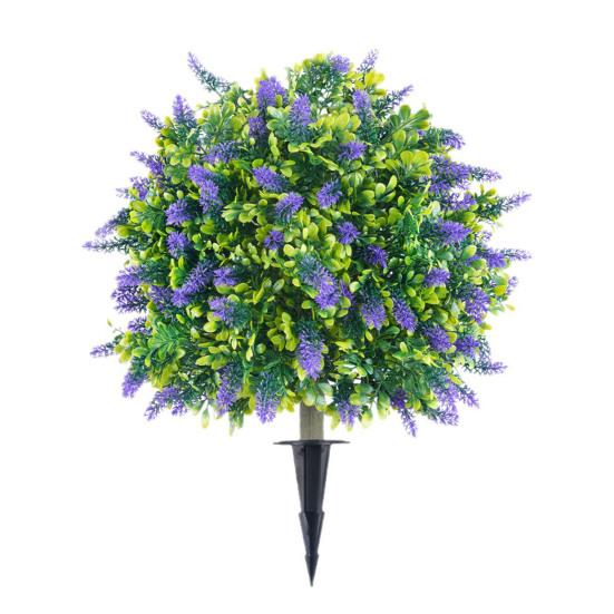 Искусственный Топиарий Шар из Лаванды УФ-стойкий Искусственный Куст Самшита с Колышком для Земли Искусственное Вечнозеленое Дерево Растение для Декора Крыльца Патио Клумбы 1pc A