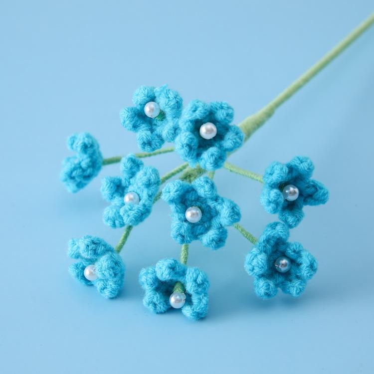 

Cute Stars Crochet Flower Knitted Flower Finished Handmade Flowers Artificial Plant Wedding Party Home Decor Friends Gift светло-синий