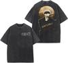 Jujutsu Kaisen Gojo Satoru T-Shirt Goldene Grafik Herren Rückendruck Säurewäsche Streetwear Anime Übergroßes Baumwoll Oberteil Tee