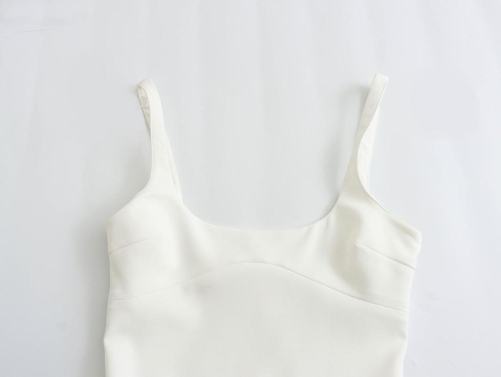 2024 Damen Frühlingsfest Ärmelloses Figurbetontes Midi-Kleid in Uni Weiß oder Schwarz