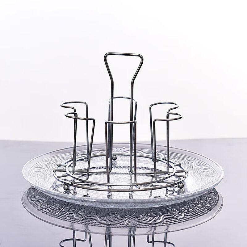 Zhuopu 6-Piece Heat-Resistant Glass Cup Set with Holder and Tray