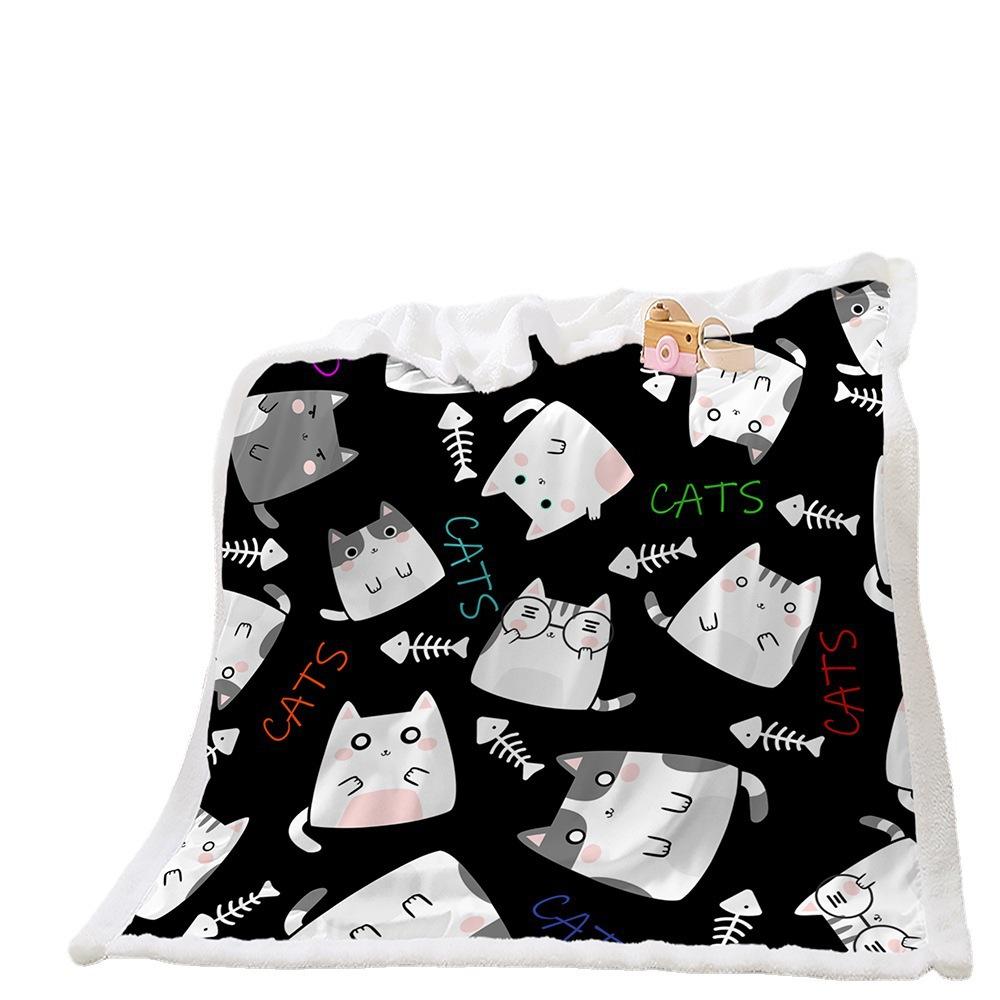 Blanket Cute Illustration Korean Blanket Lamb Fleece Crystal Fleece Blanket Four Seasons