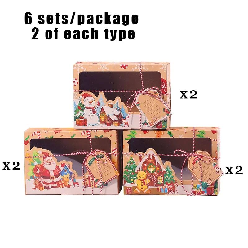 

Рождественский подарок крафт-бумага коробка печенье коробка для печенья рождественское печенье пряничная коробка ПВХ окно конфетная коробка подарочная цветная коробка 22x15x7cm