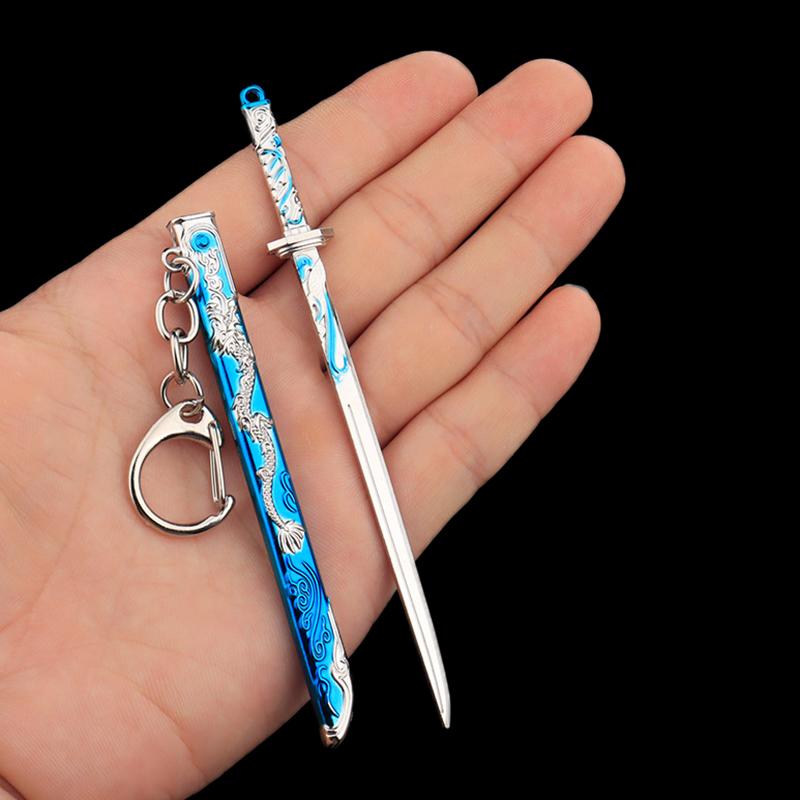 1Pcs Unopened Blade Pendant Keyring Zinc Alloy Metal  Of Famous Ancient Sword Keychain Charms Children'S Gifts