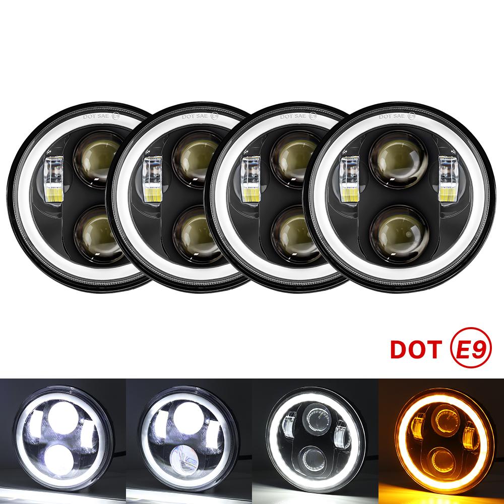 New 4pcs 5.75" Inch LED Round Headlight Upgrade HI/LO Beam for Peterbilt 349 359 for Yamaha Grizzly Twizy Datsun 620 Jaguar