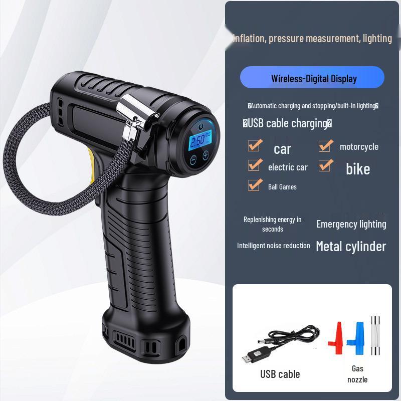 

Portable Mini Electric Bicycle Tire Inflator with Wireless Charging & Digital Display