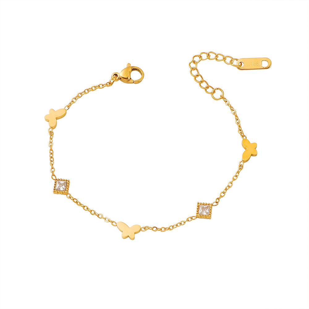 Women's Titanium Steel Rhombus Butterfly Bracelet: Durable, Light Luxury, High-End Design, Simple and Elegant.