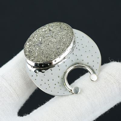 Colgante Hecho a Mano de Piedra Preciosa Druzy de Pirita, Colgante de Plata de Ley 925, Colgante de Plata Druzy de Pirita Natural, Colgante Para Mamá Colgantes Para Regalo