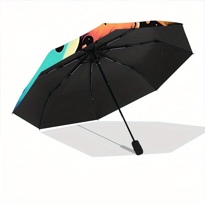 1pc Ghostly Colors Automatic Open/close Folding Compact Umbrella, 8-Rib Sturdy Canopy, Lightweight Portable, Everyday Use, Gift, Outdoor Umbrella, Tra
