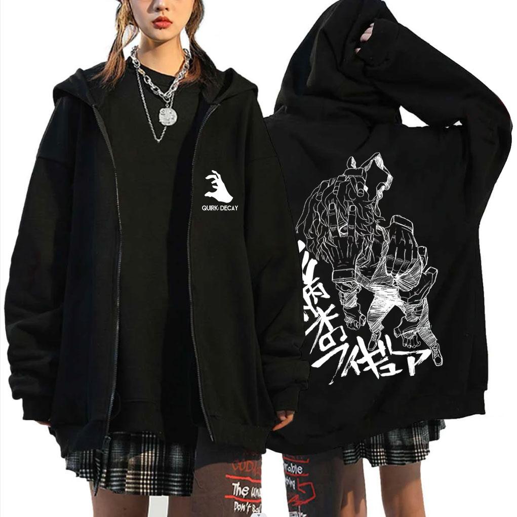 

Anime My Hero Academia Shigaraki Tomura Zipper Hoodie Men Retro Fleece Zip Up Jacket Man Cartoon Manga Cosplay Sweatshirt S