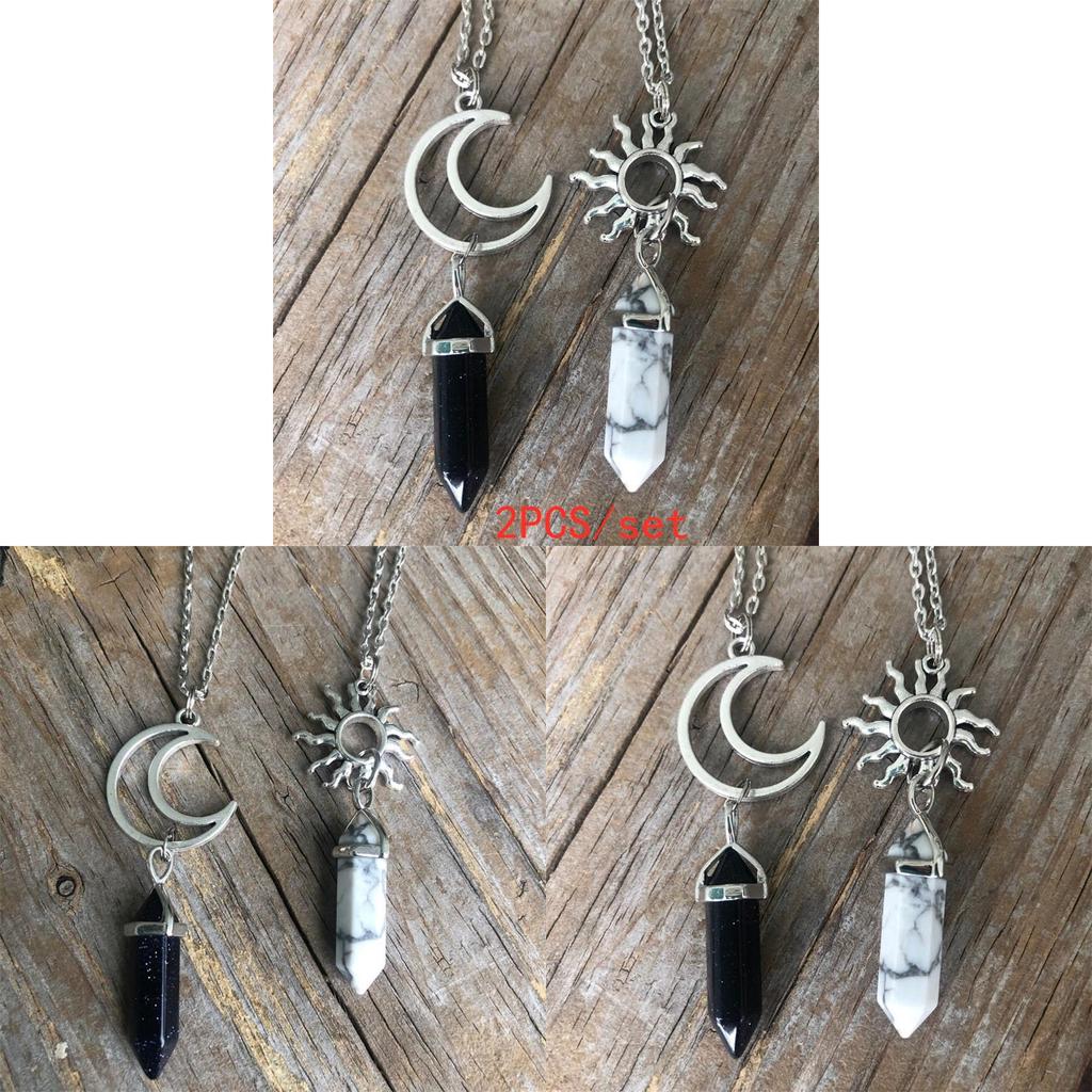 Moon And Sun Crystal Pendant Necklace With Alloy Chain For Fashionable Women And Men