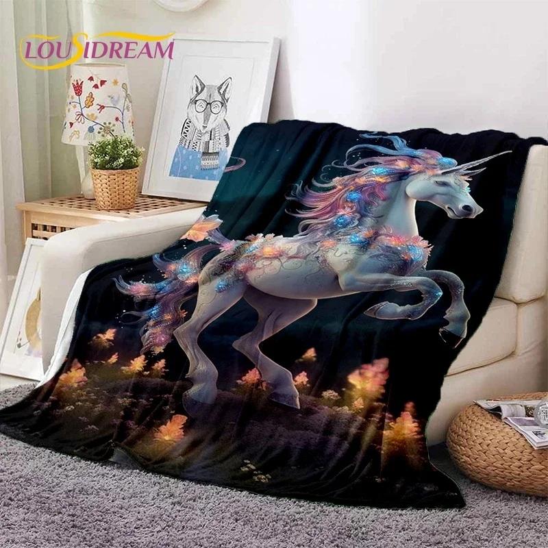 3D Cute Dream Unicorn Cartoon Girl Soft Flannel Blanket for Beds Bedroom Sofa Picnic,Throw Blanket for Outdoor Leisure Nap Gift