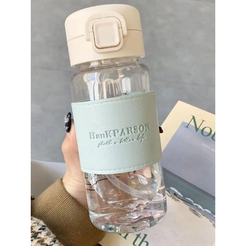 500ml Water Bottle with Straw Pop-Up Cover Sippy Portable Cute Plastic Drinking Bottle Leak-Proof Drinkware for Drinking