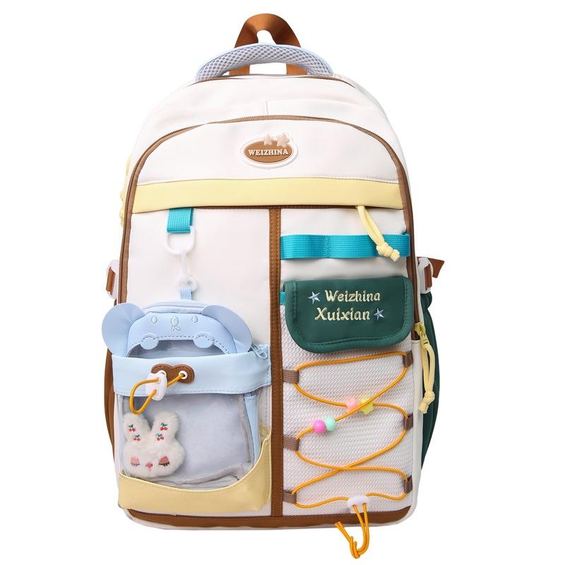 Autumn and Winter New Exquisite College Style Contrasting Colors Large Capacity Junior High School High School Student Schoolbag Backpack Female