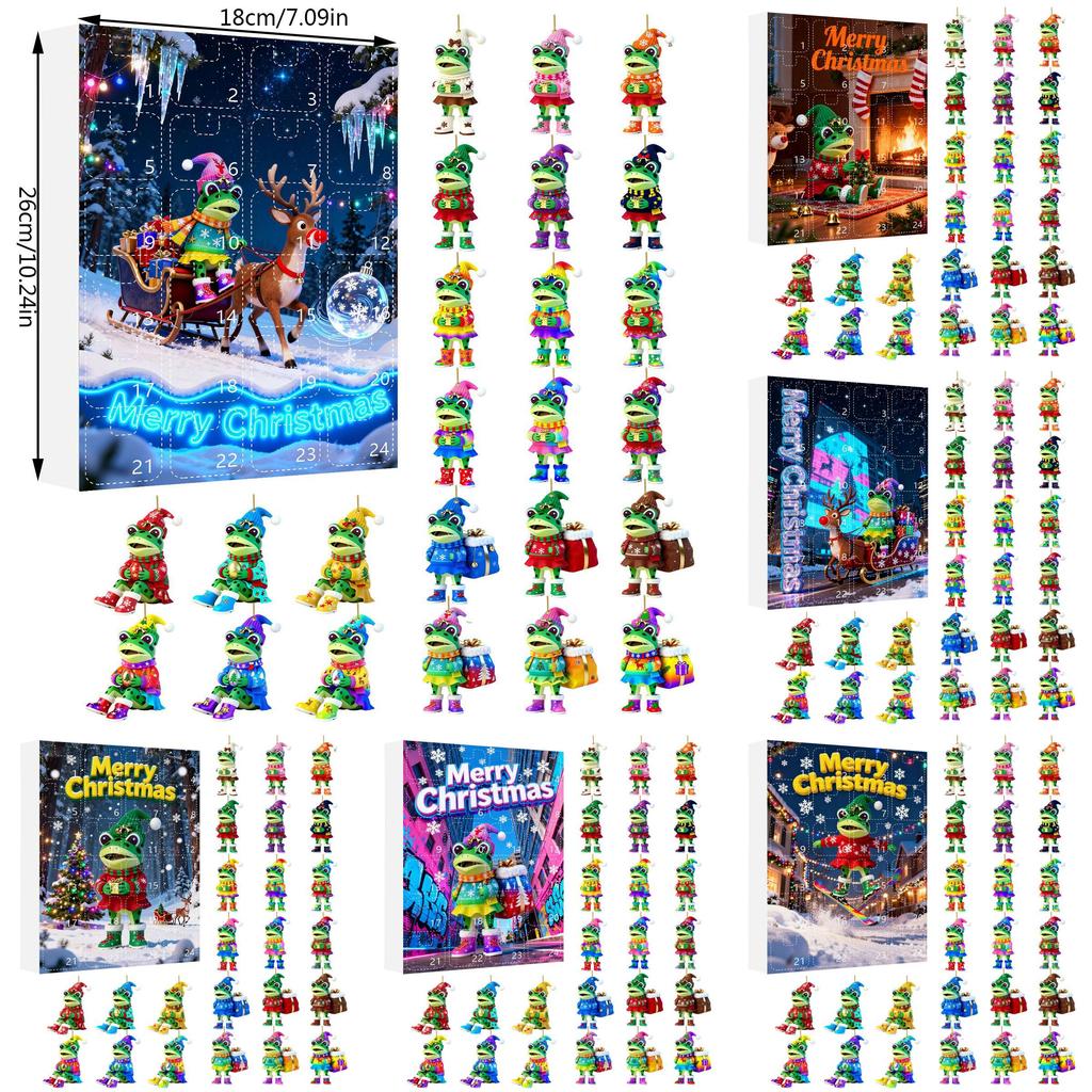 Christmas Countdown Calendar With Frog Acrylic Hanging Decorations For Holiday Room Decor