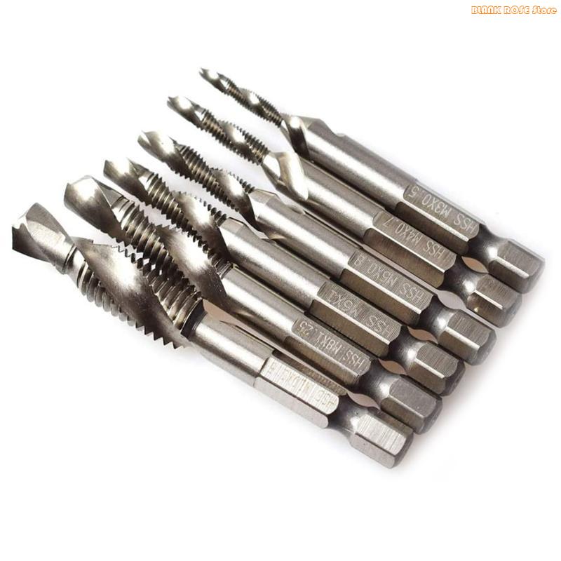 K1AE 6 Stück M3-M10 Schraubgewindebohrer HSS Gewindebohrer Senker Entgrater Set Metrisch