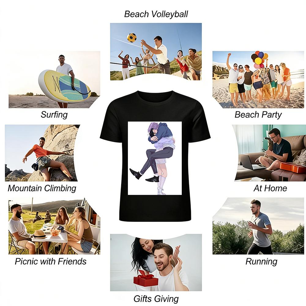 Lesbian Couple Hug Print Casual Sweatshirt Women Loose Trendy Top For Best Friends And Couples Pure cotton T-shirt