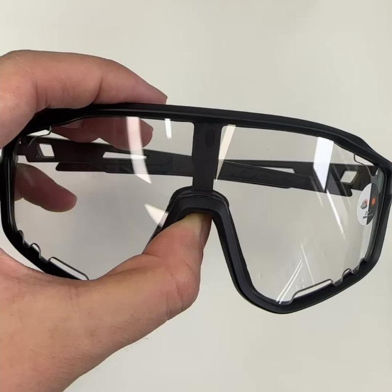 1PC men's and women's integrated light-changing bicycle glasses, large frame PC material, sports glasses with anti-glare glasses, for protection