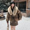 Dam Mode Kort Jacka Stor Pälsrevers Koreansk Version av Bomullskappan Vinter Brödkappa Tjock Kappa Jacka