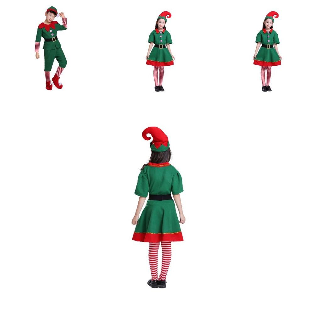 Vibrant Kids Christmas Elf Fancy Dress Outfit For Xmas Parties Role-play Fun