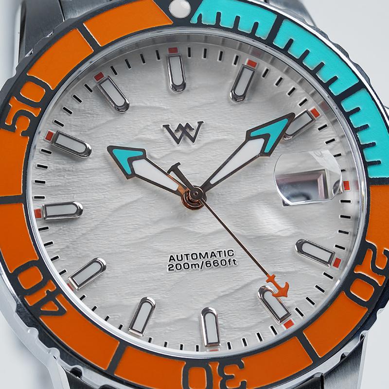 WM Watch Automatic Mechanical Watches NH35 Anti-reflective 200 Water Resistant Sapphire Crystal Welly Merck Watch WM206M