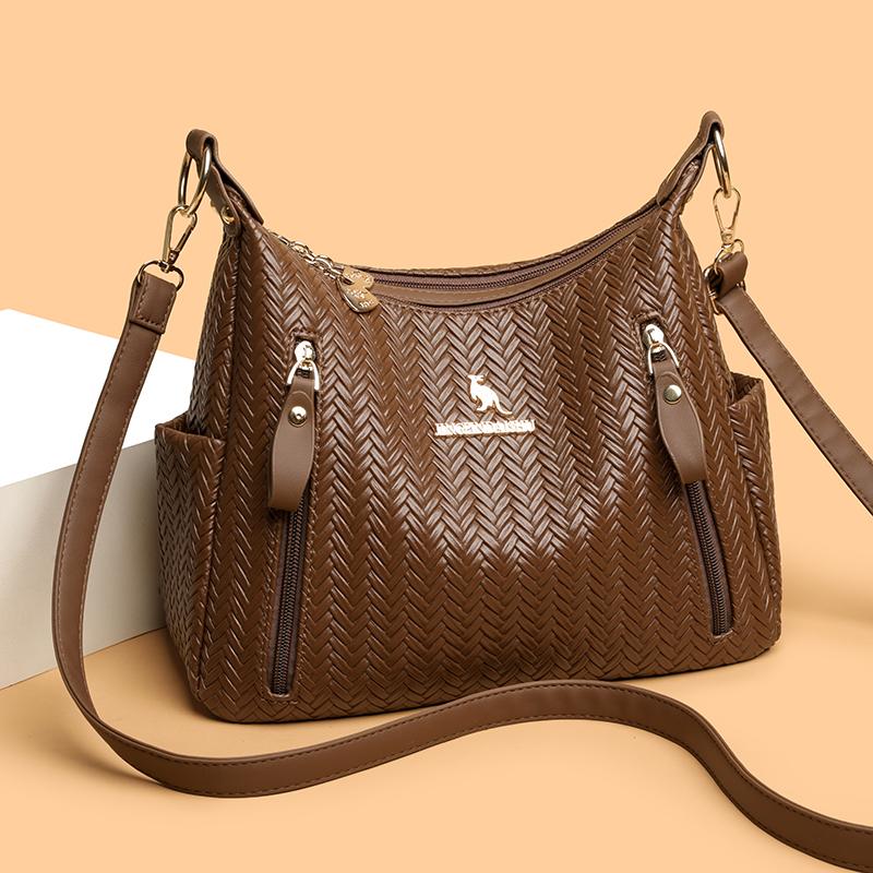 Große Umhängetasche PU Crossbody Tasche Mehrschichtige Tasche Muttertasche