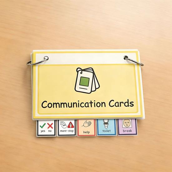 Communication Cards Basic Needs Communication Card with Metal Rings for Non Verbal Speech Therapy Children Adults Seniors