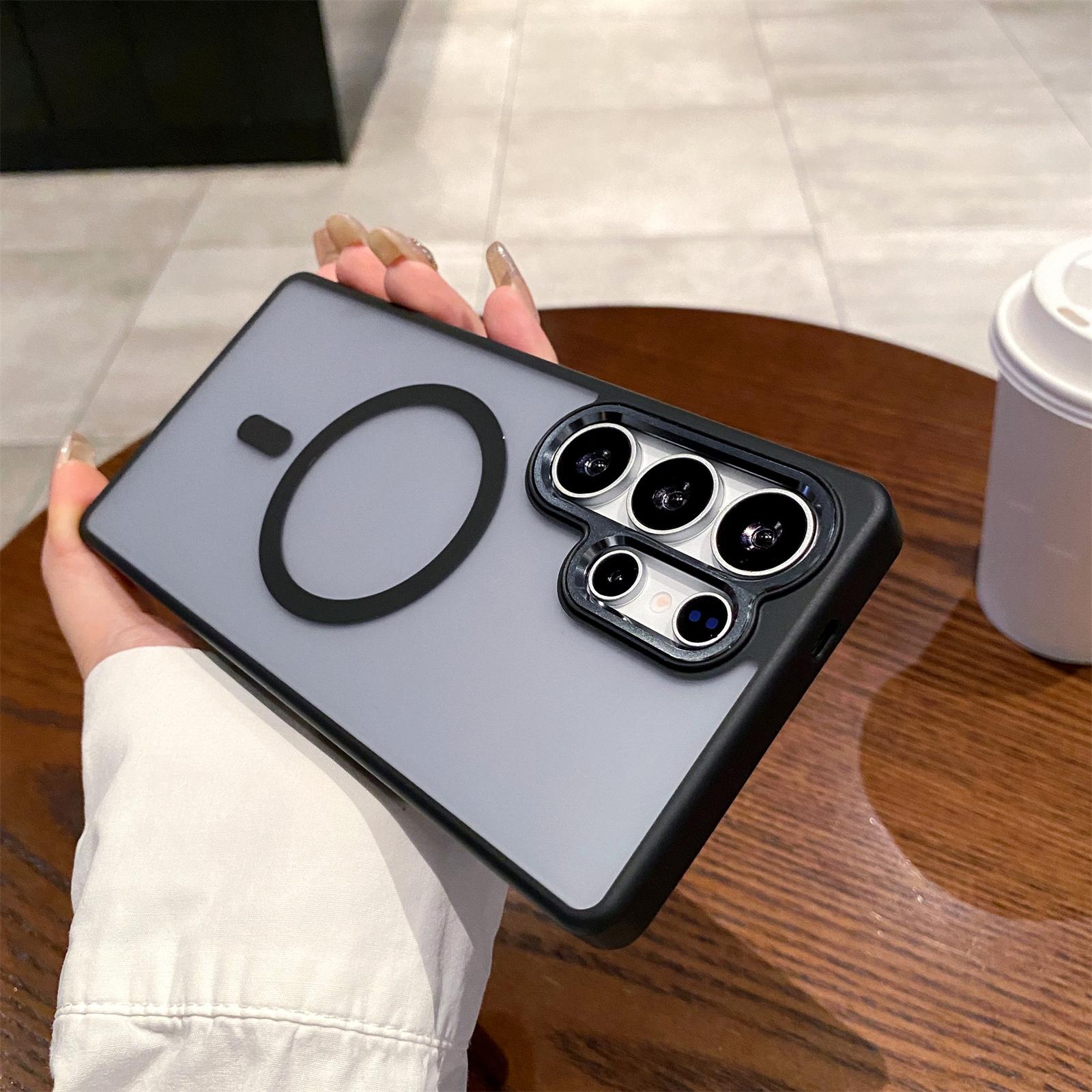 

For Samsung Galaxy S25 Ultra Case Compatible with MagSafe Skin Feel Hybrid Phone Back Cover Black