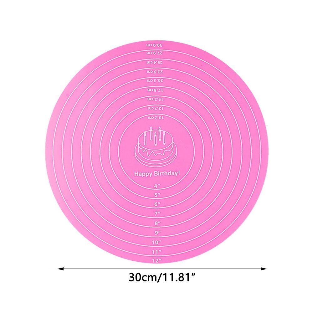 Resistant Dough Fondant Rolling Mat with Size Scale 12inch Cake Turntable Pad Silicone Baking Mat