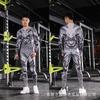 Mens Long Sleeve Sports Set Compression Quick Dry Gym Fitness Running Workout Outfit
