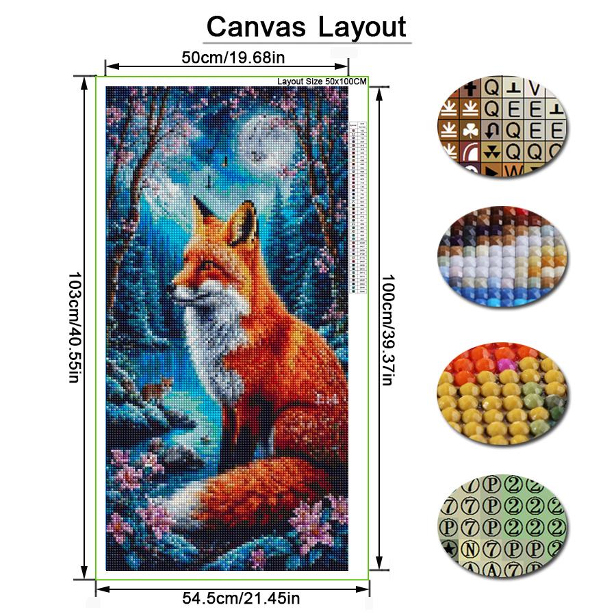 Moon Fox Large Size Diamond Painting New Collection Wild Animals Diy Full Square Round Drill Rhinestone Embroidery Mosaic Cross Stitch Kits Wall Decor