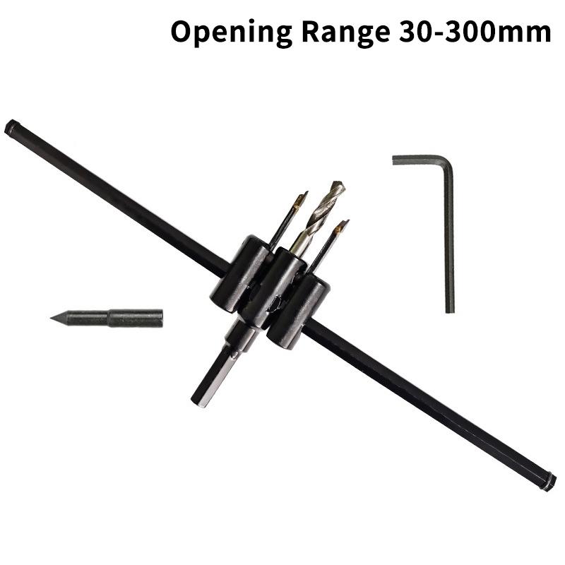 Adjustable Circle Hole Saw Cutter Drill Bit Burr Free Cutting Tool for Door Lock Hole Opening Installation Works
