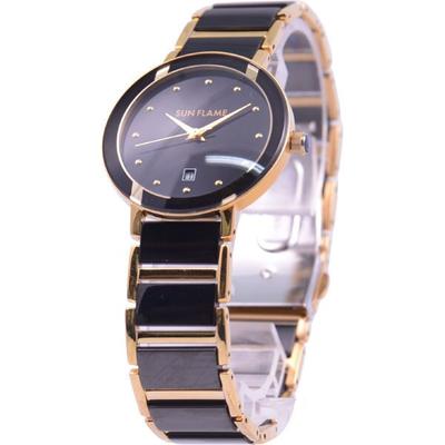 J-AXIS Uomo MJZ001-GGB (Orologio da uomo in acciaio inossidabile Sun Flame) Orologio rotondo analogico in acciaio inossidabile nero