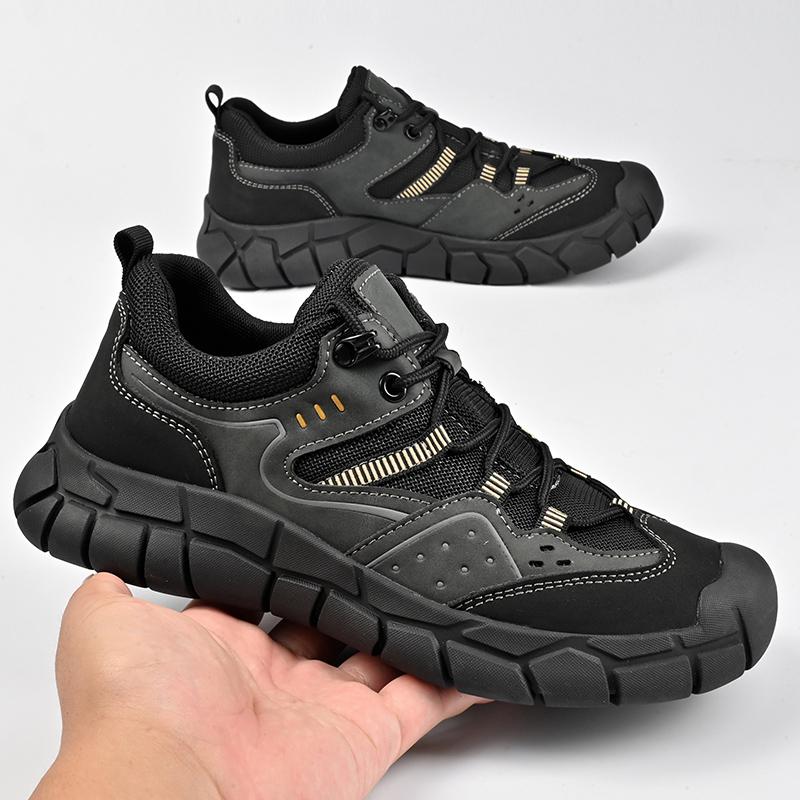 

Модная мужская весенняя дышащая нескользящая обувь для хайкинга на мягкой подошве, модная мужская удобная противоударная повседневная спортивная обувь 46 темно серый