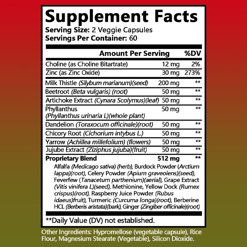 Milk Thistl Liver Support Capsules, Natural Herbal Blend Supplement, 1062mg Per Serving, 120 Vegetarian Capsules