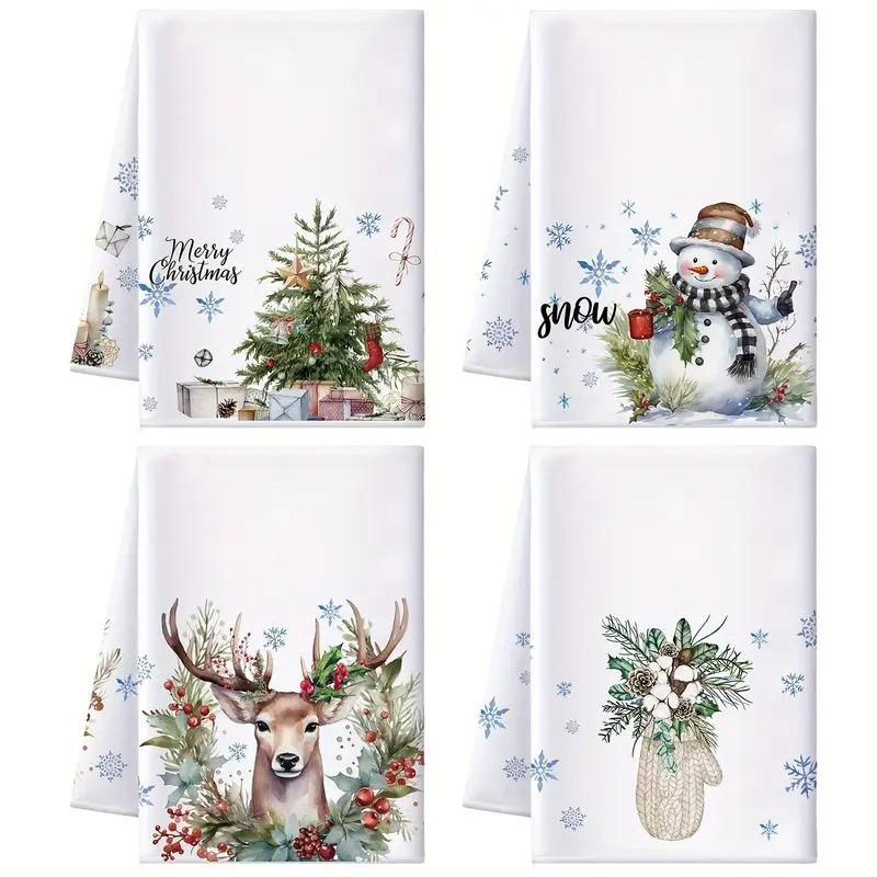 2PCS Christmas towel cloth, dish towel, cross-border microfiber Christmas printing, kitchen towel cloth, dish towel
