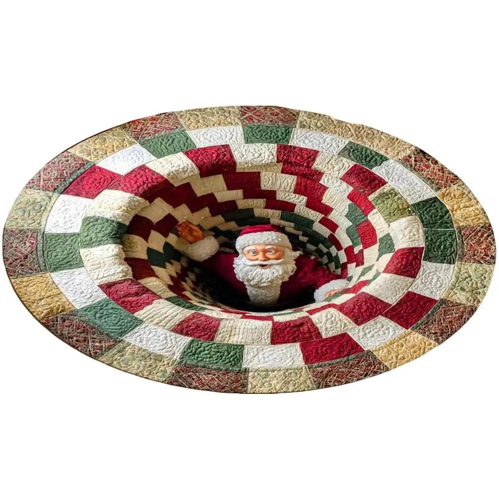 

Christmas Visual illusion Floor Mat 40CM Small Round Christmas 3D Rug Optical Illusion Area Rugs for Bedroom Living Room In P3H1