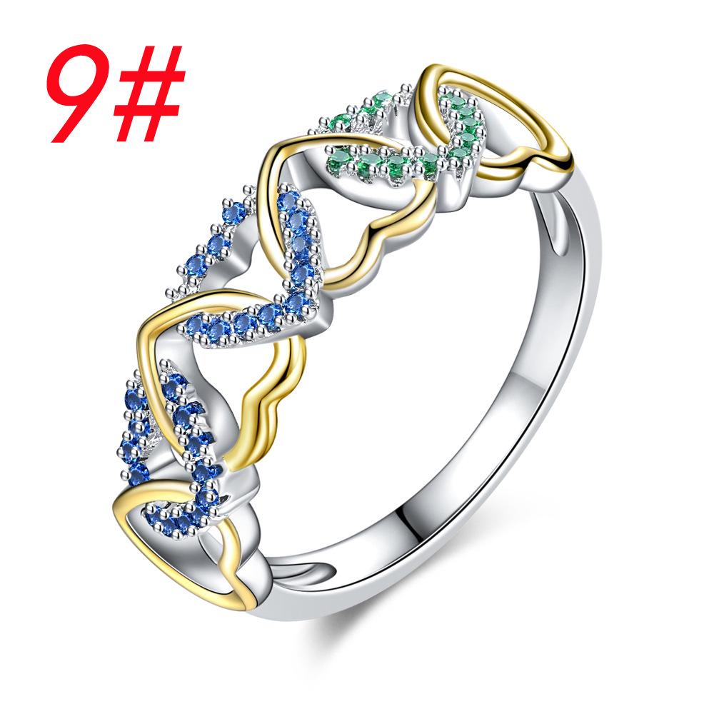 Two-Tone Heart-Shaped Zircon Ring - Women's Light Luxury Fashion Design