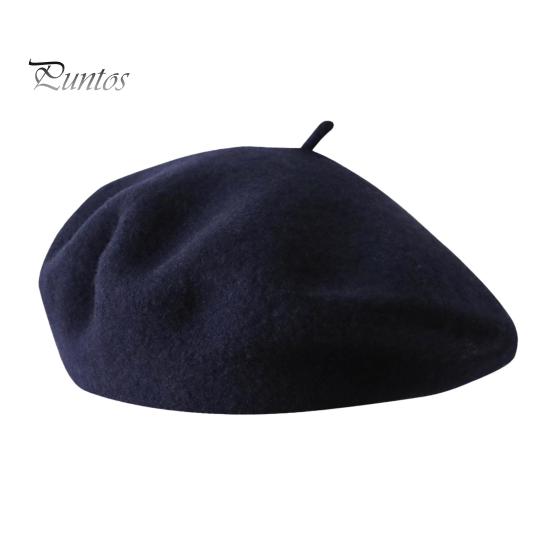 Women Beret Vintage Solid Color Painter Hat Wool Blend French Style Artist Cap Lightweight Headwear for Party Outdoor