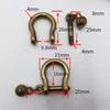 1piece Solid Brass Carabiner D Bow Staples Shackle Fob Key Ring Keychain Hook Screw Joint Connector Buckle