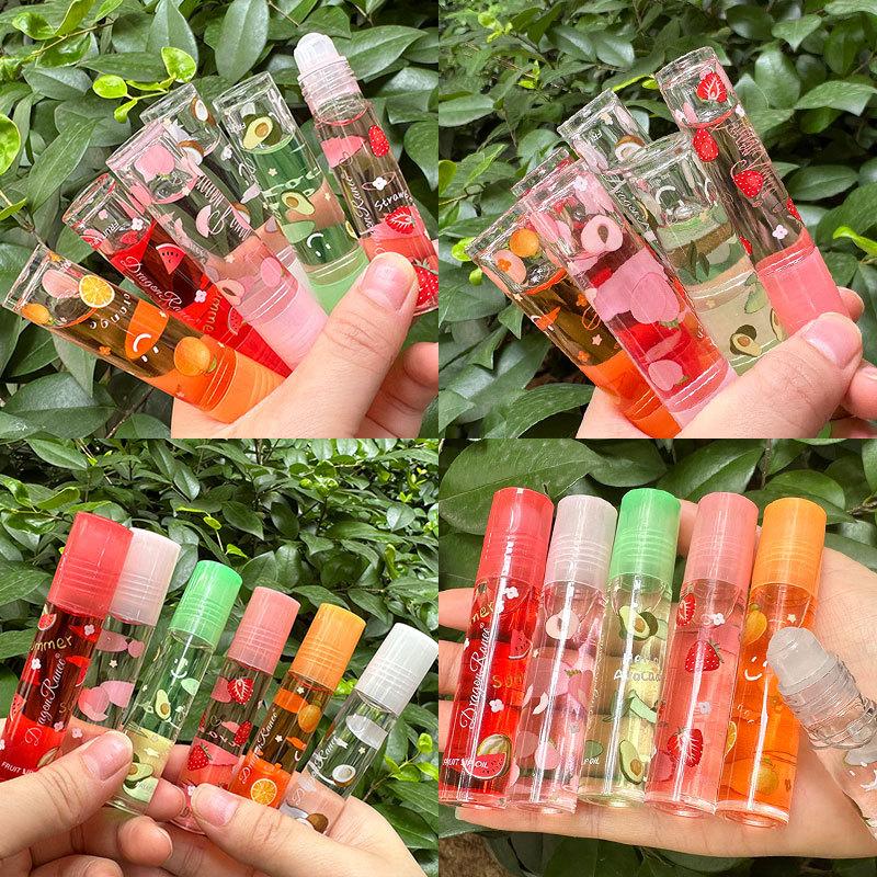 6 Plumping Clear Lip Oil Mirror Water Lip Gloss Lip Glaze Transparent Liquid Lipstick Moisturizing Fruit Lips Care Make Up