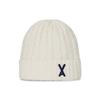 VARZAR VA Applique Cable Knit Beanie Ivory