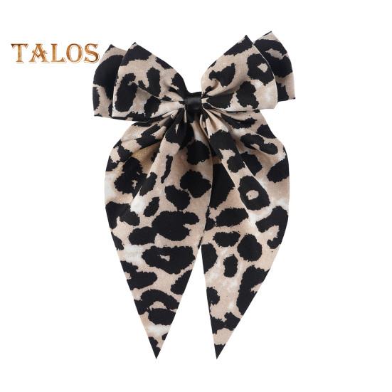 

Женская заколка для волос с бантом, декоративная заколка с леопардовым принтом, атласная лента, бант для волос, большой бант, аксессуары для волос бежевый