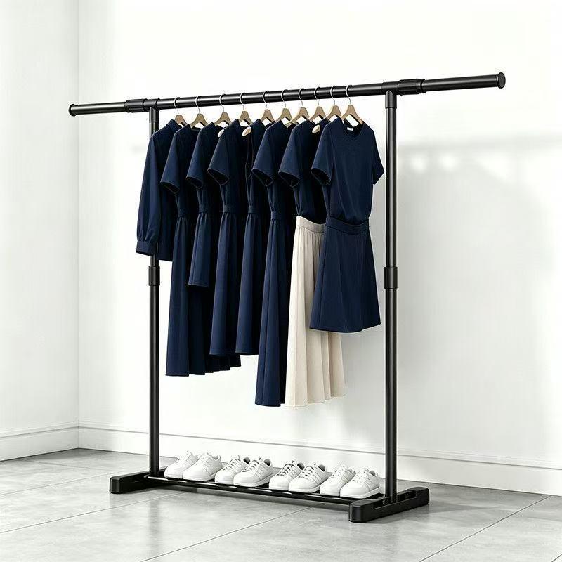 Retractable Floor-Standing Clothes Rack: Foldable Hanging Rod for Bedroom, Dorm, and Balcony Drying